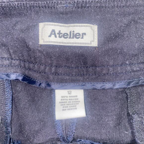 Atelier Black Chambray Wide Leg Dress Pants Women's Size 12 - Picture 5 of 5